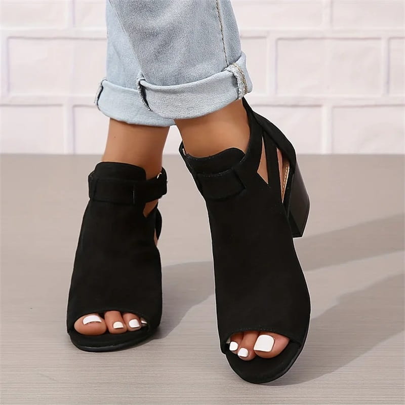 MW | Peep Toe Stiefel mit klobigen Absätzen