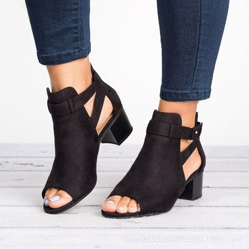 MW | Peep Toe Stiefel mit klobigen Absätzen