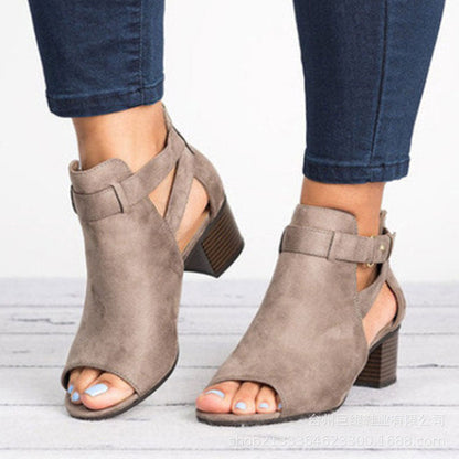 MW | Peep Toe Stiefel mit klobigen Absätzen