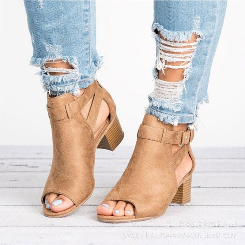 MW | Peep Toe Stiefel mit klobigen Absätzen