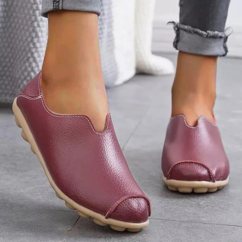 MW | Damen Leder Loafer lässig Stil Boot Schuhe